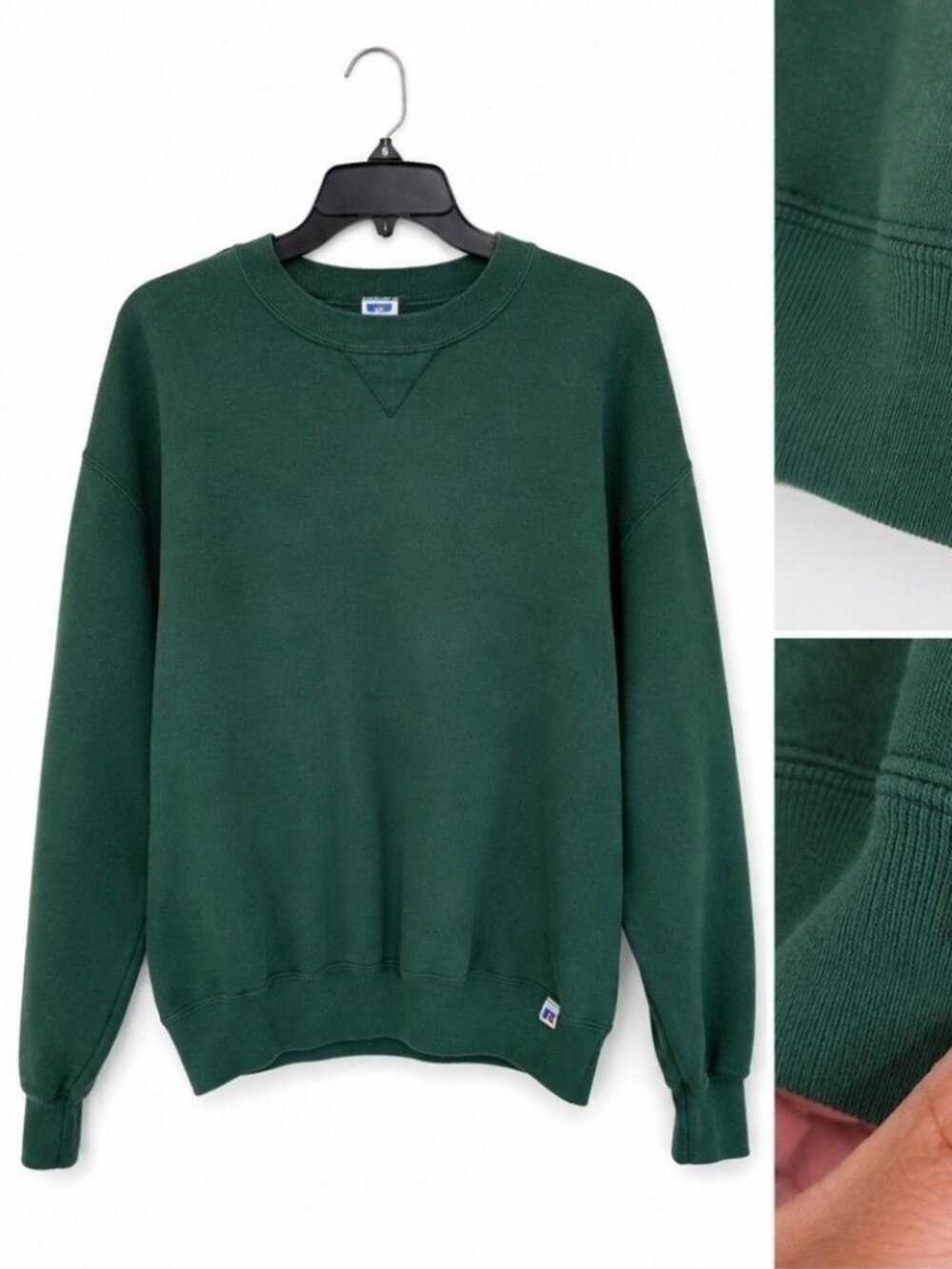 Vintage Russell Athletic Made USA Green Crewneck Sweatshirt XL Pullover 50/50